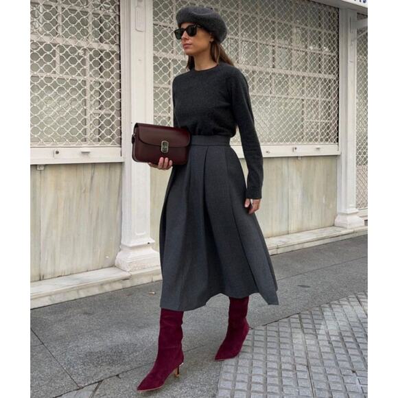 ZARA BLOGGER FAVE!!! Wool-Blend Midi Skirt NWT - Picture 7 of 16